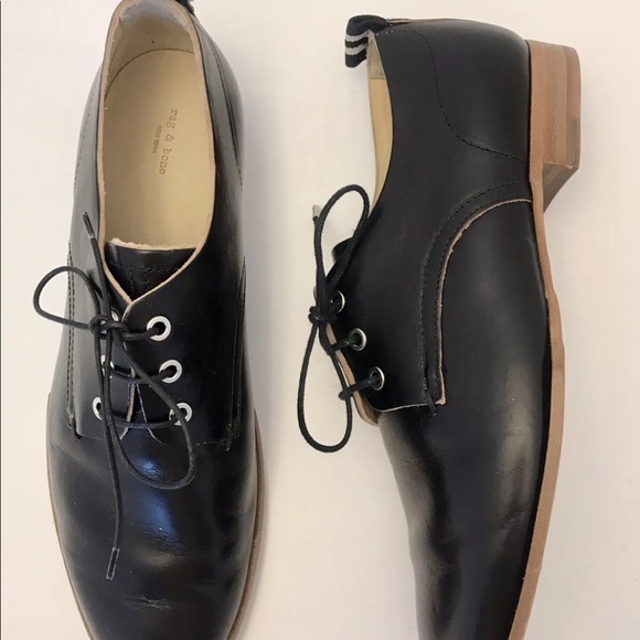 Rag & Bone Women’s Flat Lace-up Brogues Black Leather EU 40/ US 10 - Picture 2 of 12